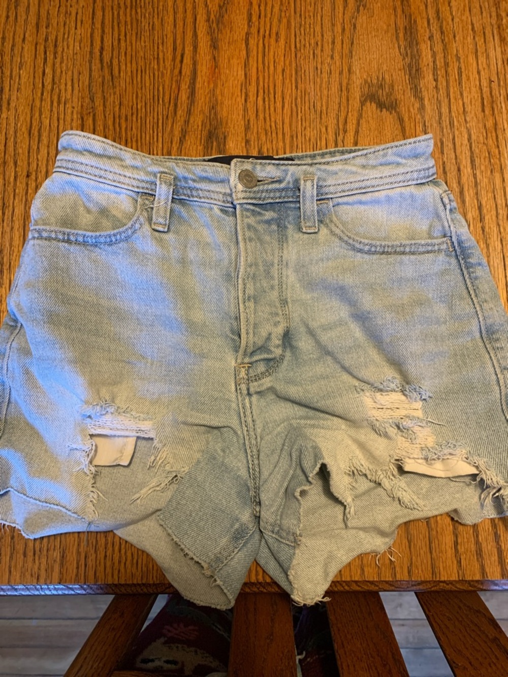 Hollister Light Blue Distressed Denim Cutoff Shorts